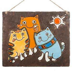 Панно "Три охотника" шамот