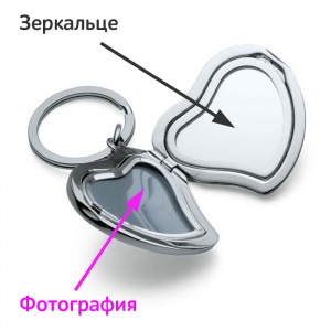 Брелок-фоторамка с зеркальцем "Храни в сердце"