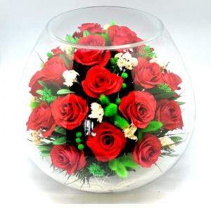 Цветочная композиция "Рубиновые розы"