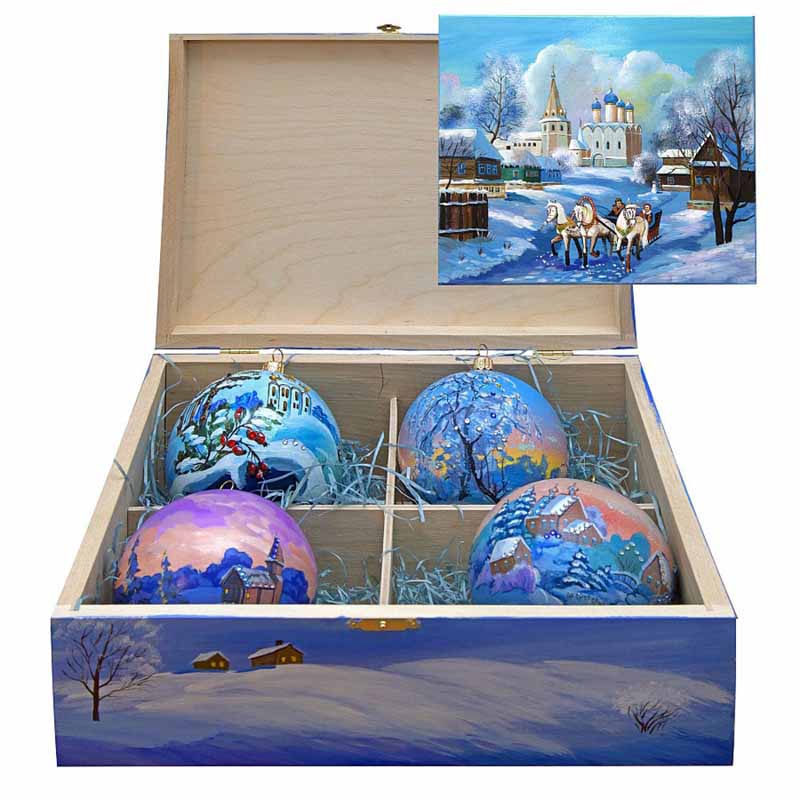 Набор ёлочных шаров со стразами "Зимняя сказка"