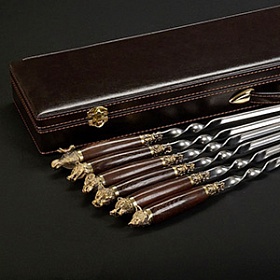 Набор из 6 шампуров "Сезон охоты" в кейсе